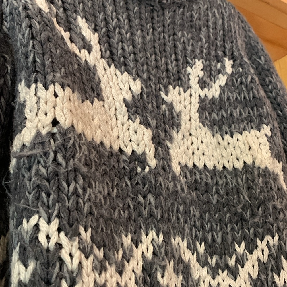 Women's Free People Prancer Dancer Reindeer Wool Knit Pullover Gray Sweater M - Picture 3 of 10